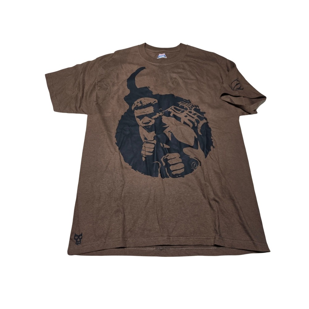Brown Boxer Graphic T‎ Shirt Fighter Mens Large Hanes Beefy Tough